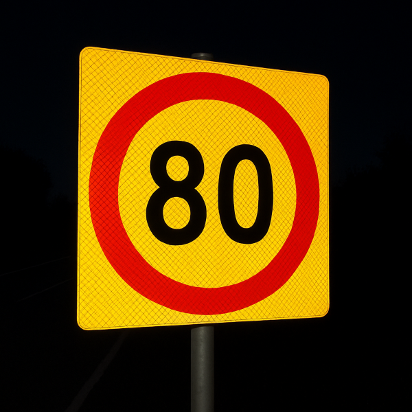 Reflective speed limit sign